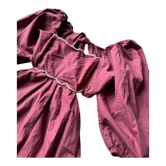 NWT Forever That Girl Anthropologie Scalloped Mini Dress Rusty Brown size Medium - Picture 8 of 13